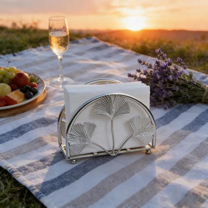 Elegant Iron Ginkgo Leaf Cocktail Napkin Holder Tabletop Decor Dispenser | - Image 2