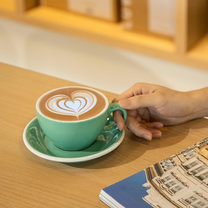 Loveramics Latte Art Mug with Saucer, 10 oz Ceramic Coffee cups with Round - Image 7