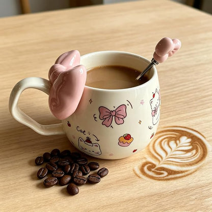 DTIUYIOP-Cute WhiteCat Ceramic Coffee Mug - Image 3