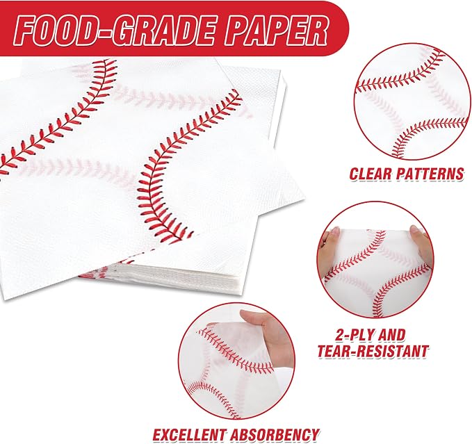 100 Pcs Disposable Baseball Party Tableware Set - Image 7
