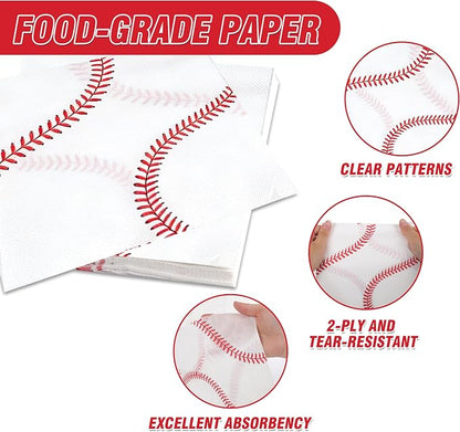 100 Pcs Disposable Baseball Party Tableware Set - Image 7
