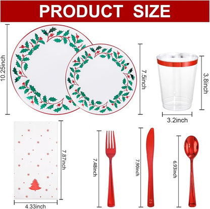 175Pcs Disposable Christmas Plates & Napkins - Image 4