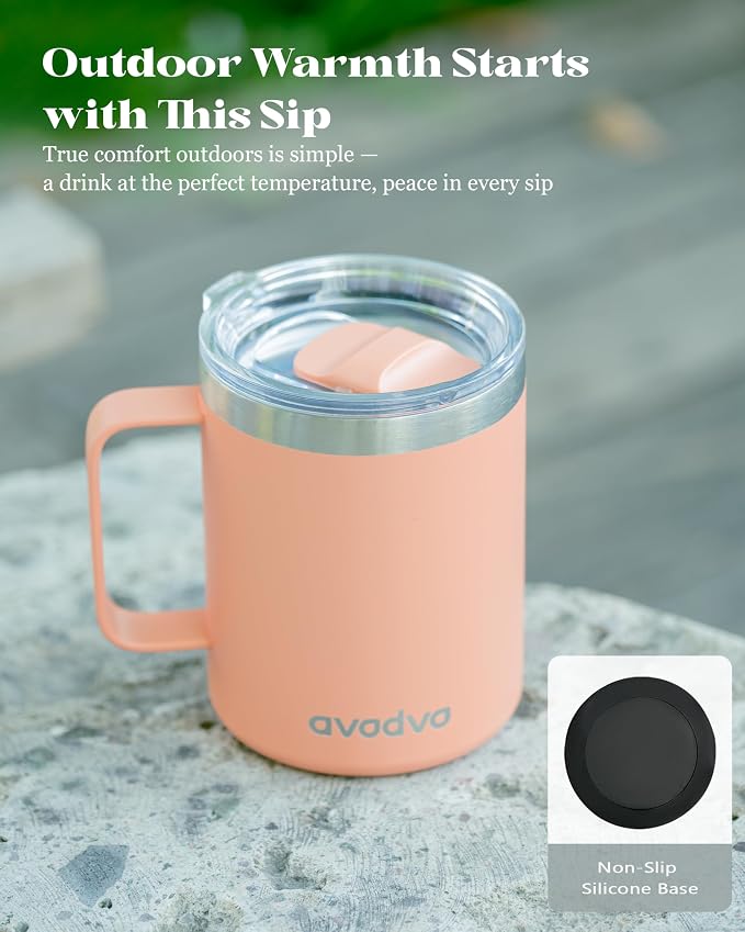 12oz Insulated Coffee Mug with Lid – Includes Two Lids, Stainless Steel Coffee - Image 6