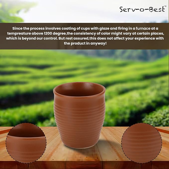 Servo Best Handmade Ceramic Kulhad Tea Cups Set of 6, Glazed Glossy Kulhar Cups - Image 7