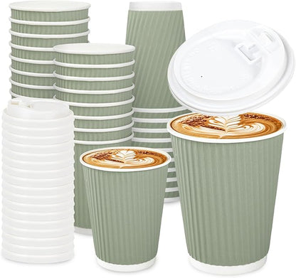 Whaline 100 Pcs Sage Green Disposable Coffee Cups by Whaline