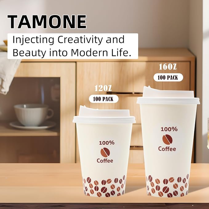 Tamone 100 PACK 16OZ Disposable Coffee Cups - Image 4