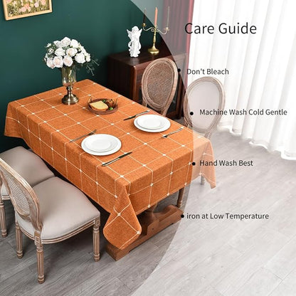 Zobesta Linen Table Cloth Square 60 x 60 Inch, Cotton Burnt Orange Linen Square Tablecloth Heavy Weight Washable Farmhouse Soft Tablecloth Outdoor, Party, Holiday, Picnic, Dining