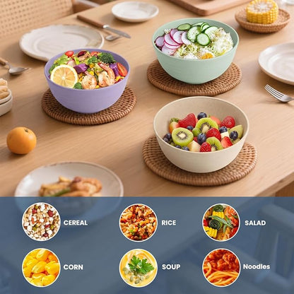 Cereal Bowls 26oz, Unbreakable & Lightweight Wheat Straw Bowls Sets of 6 - Image 5