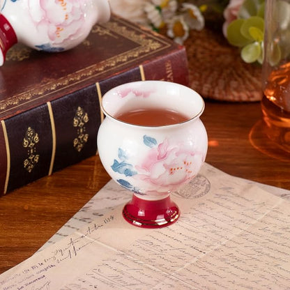 KAMMAK Tea Cup Set of 2 Small Tea Cups 2.8oz Floral Porcelain Tea Cup Set - Image 7