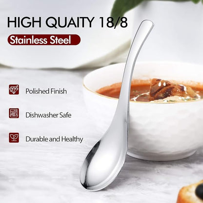 HIWARE Thick Heavy-weight Soup Spoons, High Grade Stainless Steel Soup Spoons - Image 3