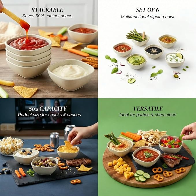 6-Pack Wheat Straw Dipping Bowls, 5oz - Image 4