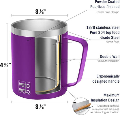 WETOWETO 14 oz Coffee Mug, Vacuum Insulated Camping Mug - Image 3
