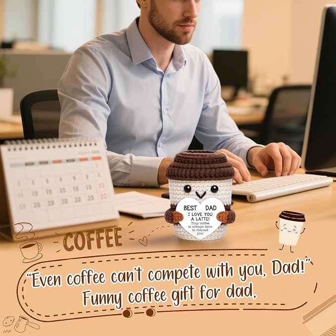 Positive Crochet Coffee Cup Dad Gift - Image 4