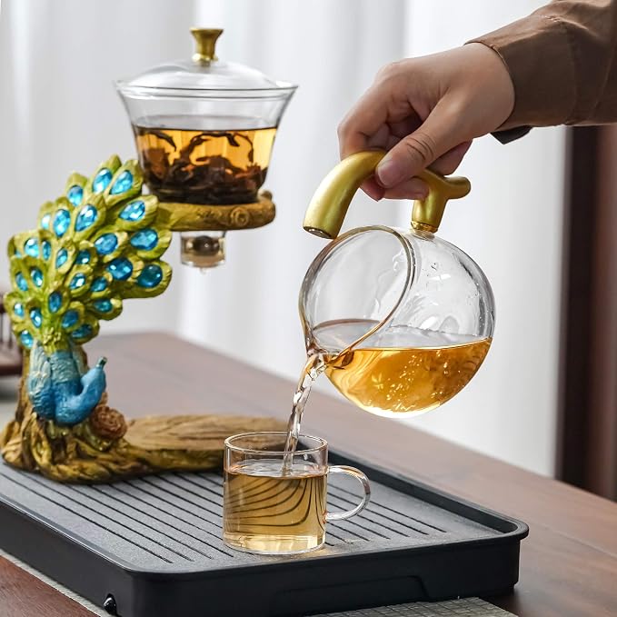 Zurucily Glass Teapot Set with Infuser Semi Automatic Tea Set Magic Teapot - Image 4