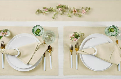 Solino Home Linen Cloth Placemats Set of 4 - 100% Pure Linen Birch Placemats 14 x 19 Inch for Spring, Easter - Fete
