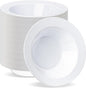 BESTVIP 100 Pack 12 oz White Plastic Bowls, Disposable Soup Bowls, Heavy-duty Dessert Salad Bowl for Christmas, Party, Wedding, Dinner, Catering