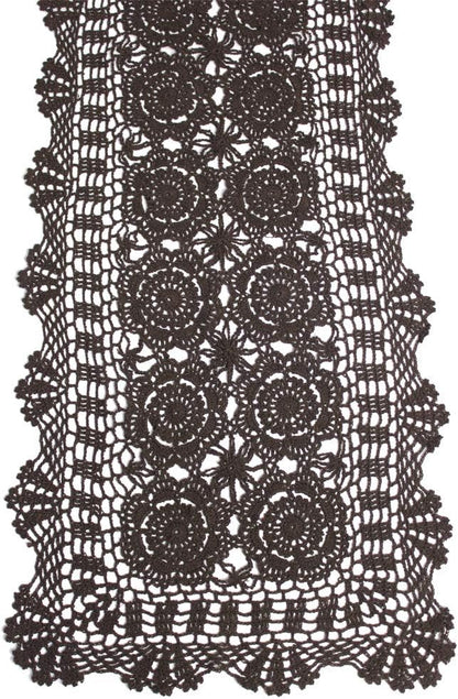 Cotton Handmade Crochet Lace Table Runner Dark Brown Rectangle Coffee Table by KEPSWET
