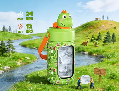 POWCAN Kids Water Bottle for School: 2-in-1 Straw Spout Lid - Image 2