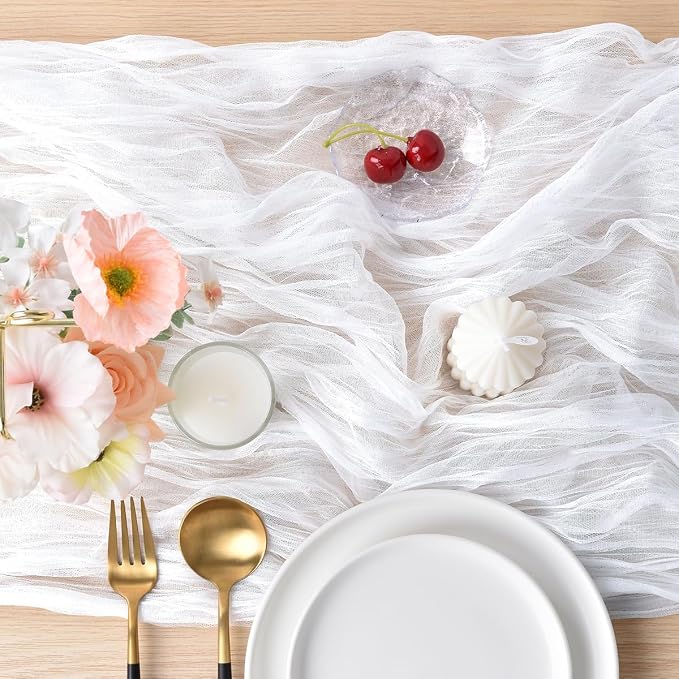 Ivory Cheesecloth Table Runner Cheese Cloth Wedding Birthday Party Decor | 10Ft - Image 4