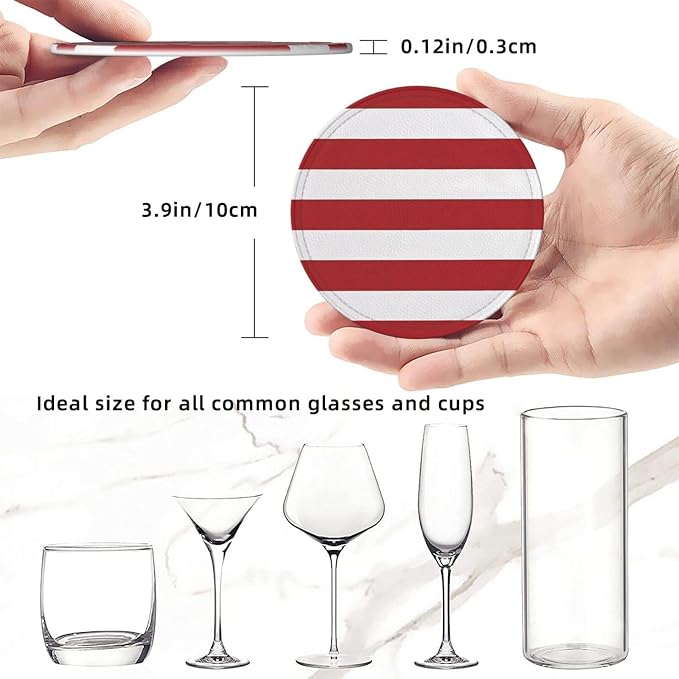 6 Pcs Christmas Valentine's Day Decoration Red and White Stripes Leather - Image 8