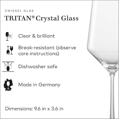 ZWIESEL GLAS Pure Cabernet Red Wine Glass (Set of 6), Graceful Wine Glasses for Red Wine, Dishwasher-Safe Tritan Crystal Glasses, Made in Germany (18 Ounce)