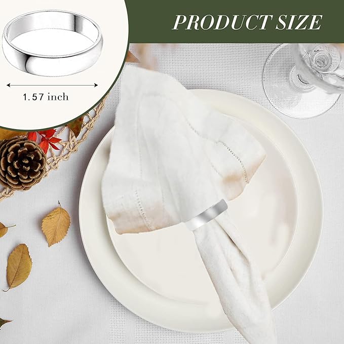 Silvery Napkin Rings-10 Pcs Stainless Steel Napkin Rings | Metal Napkin Ring - Image 2