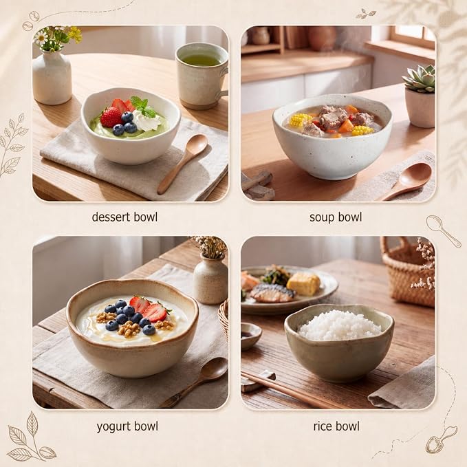 8 oz Set of 4 Ceramic Small Bowls, Cereal Bowls - Image 4
