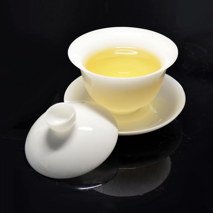Liang baobao Ice Jade White Porcelain Gaiwan, 5oz Teacup Suet-fat Jade - Image 5