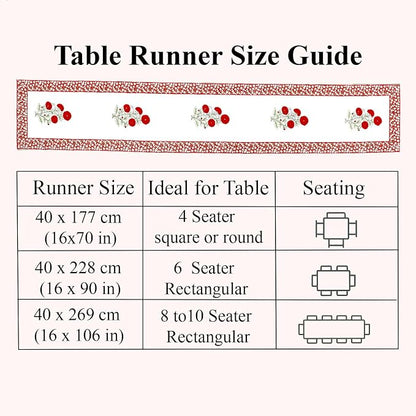 Red Green Buta Hand Block Print 100% Cotton Table Runner 16x90 Inch | Perfect - Image 6