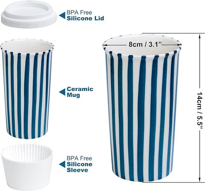 Ceramic Travel Mug with Lid – Cute Aesthetic Coffee Cup - Image 2