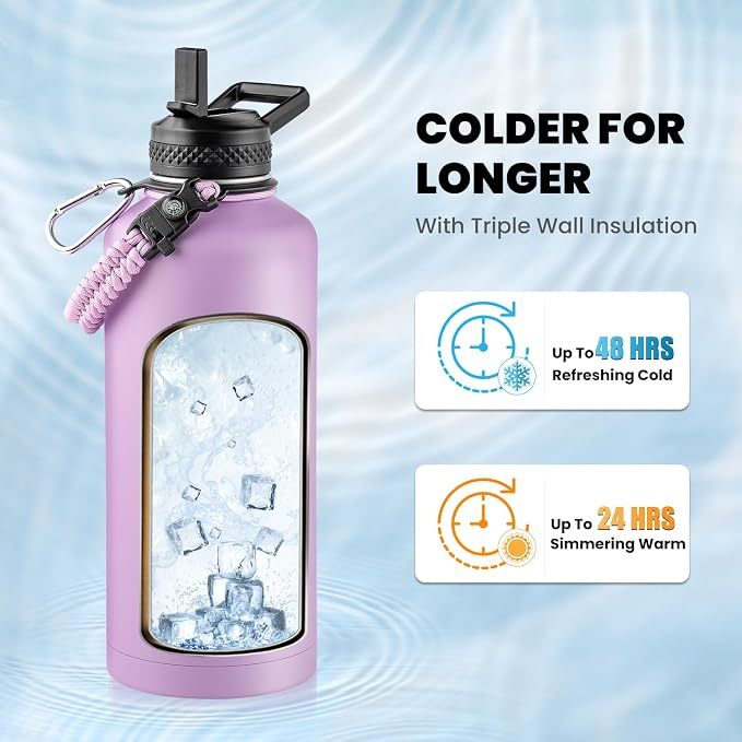 RAYMYLO Insulated Water Bottle 87 oz, Triple Wall Vacuum Stainless Steel | - Image 2