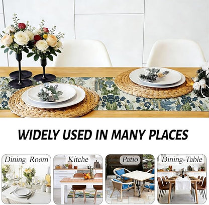 Chinoiserie Vintage Style Mountain Fall Table Runner, Japanese Table Runner | - Image 5