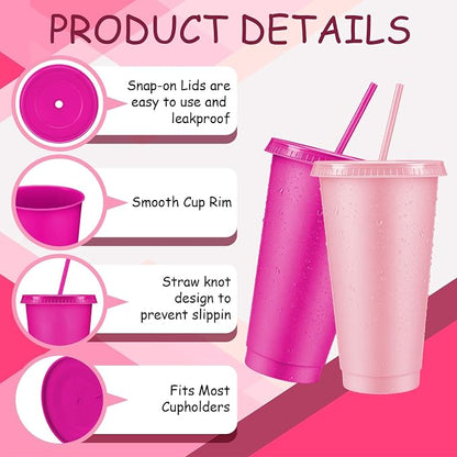 Skylety 12 Pcs Pink Orange Plastic Cups - Image 3