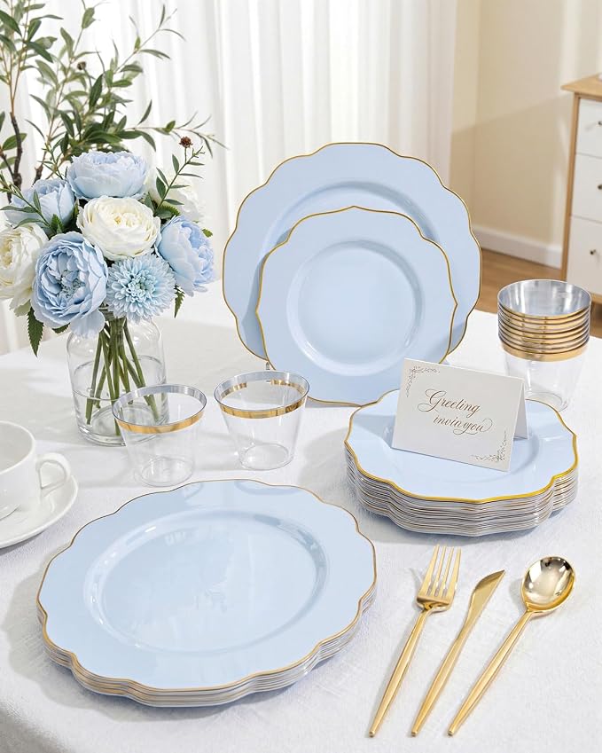 bUCLA 180PCS Blue Plastic Plates - Image 8