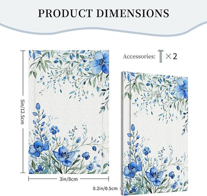 Light Switch Cover Blue Watercolor Flowers Retro Floral Leaves Wall Plate Cover 1 Gang Blank No Device Decorative Outlet Covers Electrical Switchplate for Bathroom Bedroom Decor