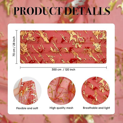 Artoid Mode Marble Pattern Red Gauze Table Runner 10FT, Glitter Metallic Foil - Image 7
