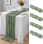 4 Pack Sage Green Cheesecloth Table Runner 10Ft, Gauze Table Runners 21.5 x 120 by Yemosa