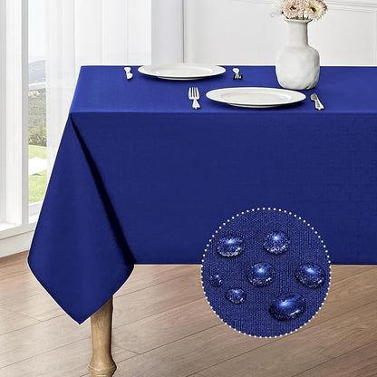 2 Pack Rectangle Tablecloth, 60x104 inch, Water Resistant Wrinkle Free Linen Textured Table Cloth Washable, Decorative Fabric Table Cover for Dining, Party and Camping, Royal Blue