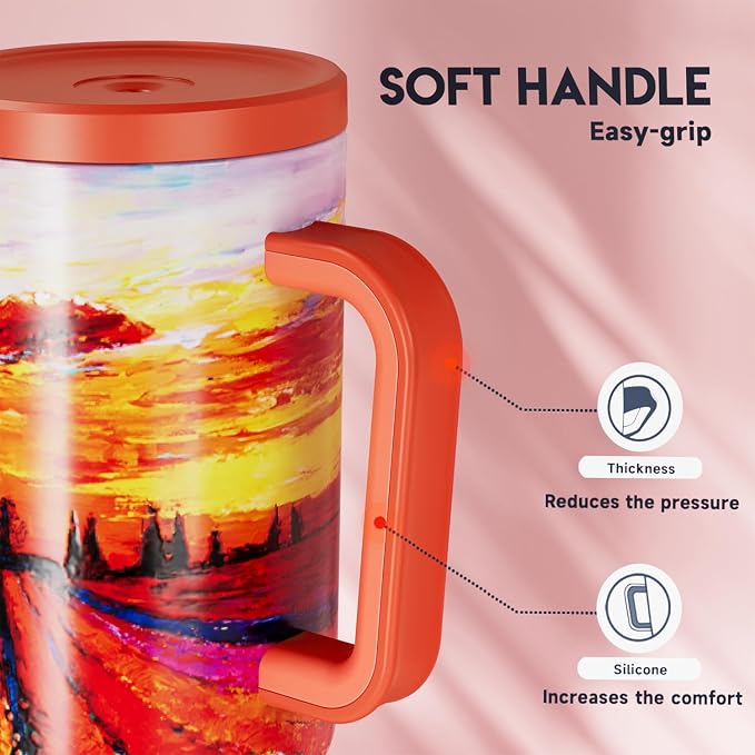 Meoky 40 oz Tumbler with Handle and Straw: Stainless Steel Insulated Tumbler - Image 6