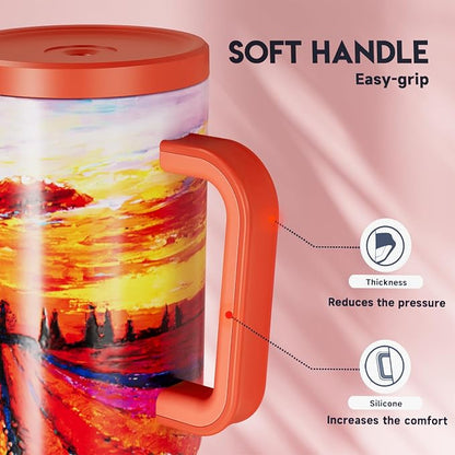 Meoky 40 oz Tumbler with Handle and Straw: Stainless Steel Insulated Tumbler - Image 6