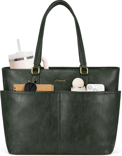 LOVEVOOK Work Tote Bags for Women, Vintage Leather 15.6 Inch Laptop Bag by LOVEVOOK