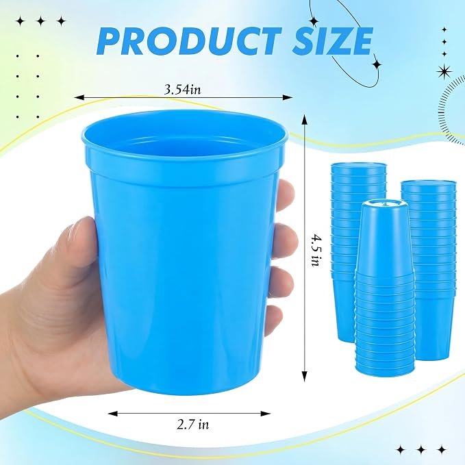 Yungyan 100 Pack 16 oz Stadium Cups Reusable Plastic Cups Blank Drink Stadium - Image 2