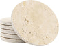 Italian Travertine Coasters Set of 6, Farmhouse Rustic Neutral Style Marble Drink Coasters for Coffee Table Decor, 4 Inch Round Porous Natural Stone Absorbent Coaster, Housewarming Gift