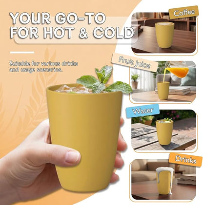 Wrova Wheat Straw Cups 6 PCS Good Alternative to Plastic Reusable Cups 12 oz - Image 4
