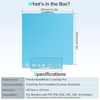 BIQU CryoGrip Pro Frostbite for Bambu-Lab P1S/P1P/P2S/X1C/X1E/A1 257x257mm Cold Build Plate Room Temperature Print Double Sided Upgrade Plate Removable Surface Platform