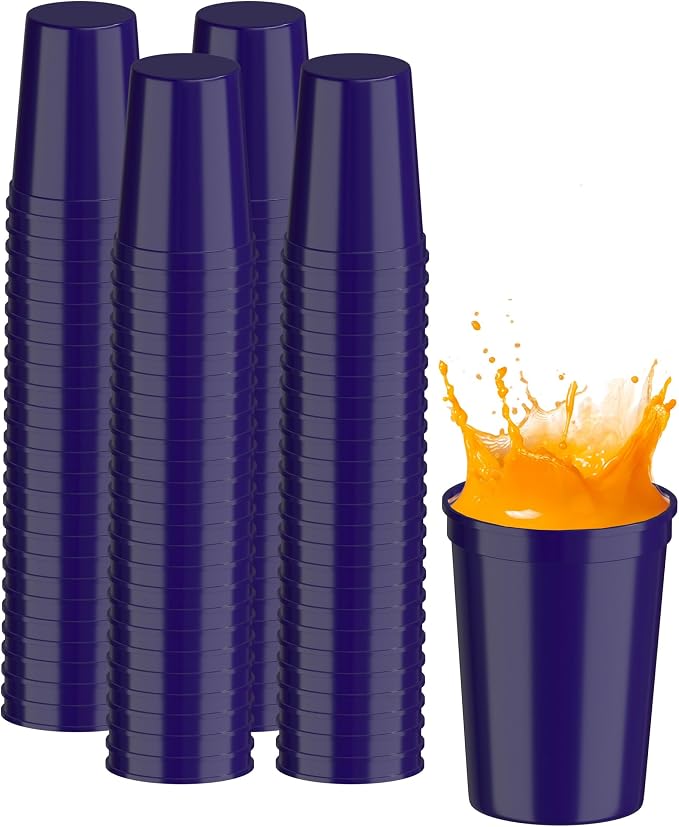 PartyPrints 100 Pack Small 10 to 12 oz Purple Reusable Blank Plastic Cups by PartyPrints