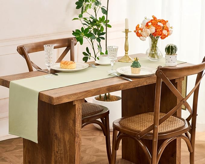 Letjolt Sage Green Table Runner 72 Inches Long | Rustic - Image 4