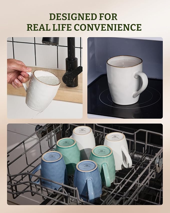 famiware Aurora Coffee Mugs, 14oz Mug Set of 4, Stoneware Mug, Cups - Image 5