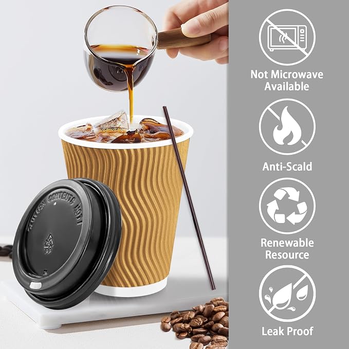 Lamosi 50 Pack 12 oz Disposable Coffee Cups - Image 2