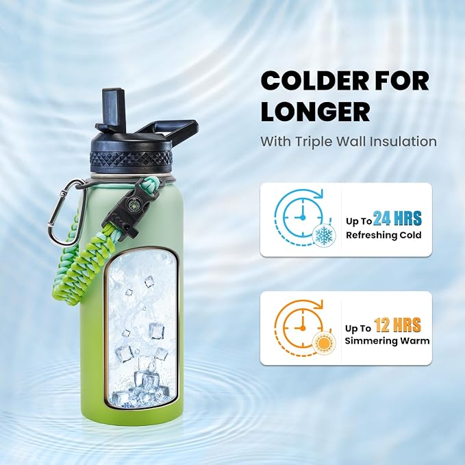 RAYMYLO Insulated Water Bottle 32 oz, Triple Wall Vacuum Stainless Steel | - Image 2
